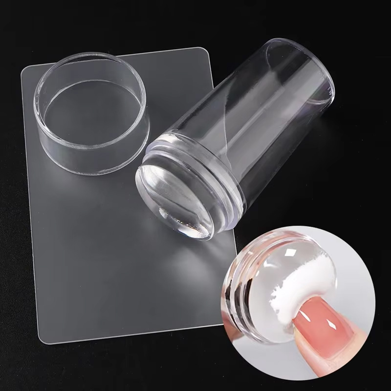 Nail Art Stamping Kit - Transparent Nail Stamper with Scraper 2Pcs,