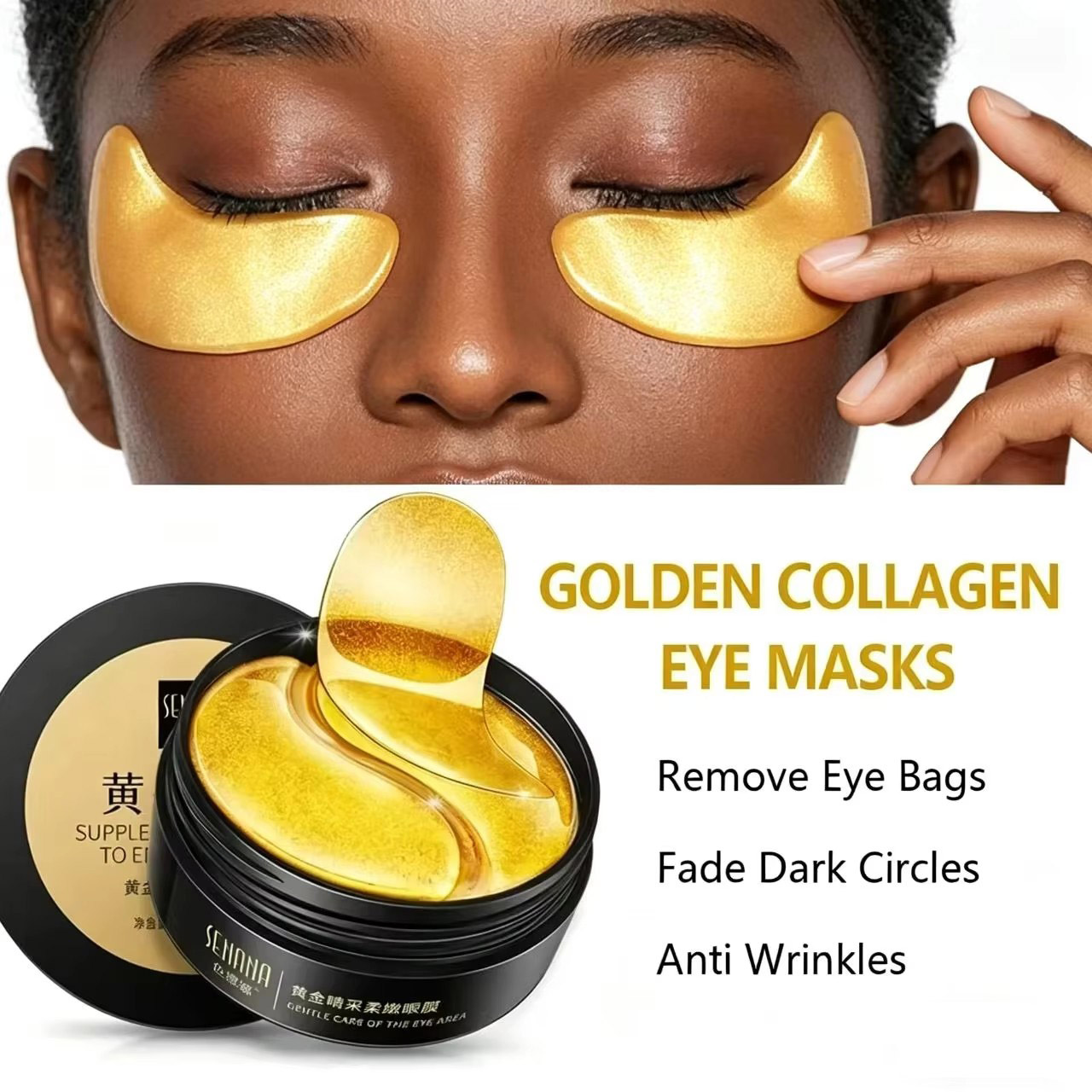 Collagen Eye Patch - 60pcs Golden Moisturizing Eye Mask Relieve