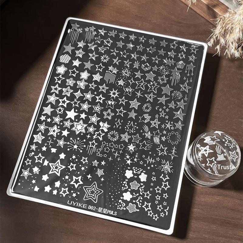 Nail Art Stamping Kit - New Polka Dot Star Stripe Line