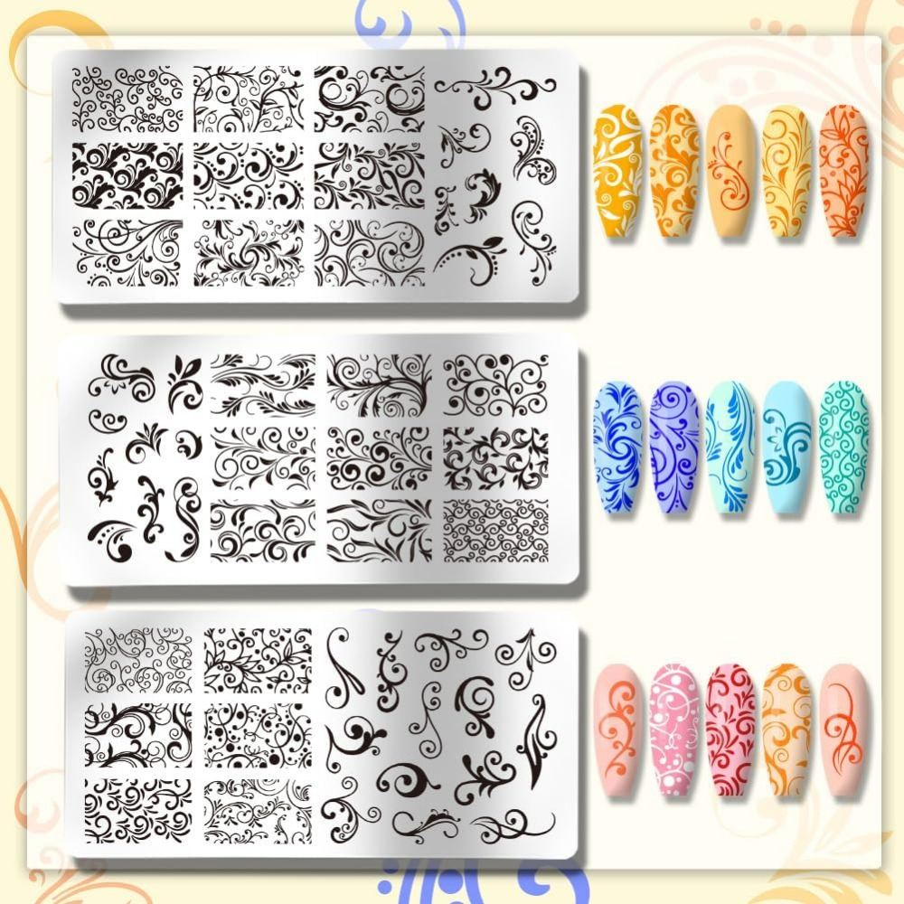 3pcs Swirl Pattern Nail Art Te - Nail Art Stamping Kit 评论和价格