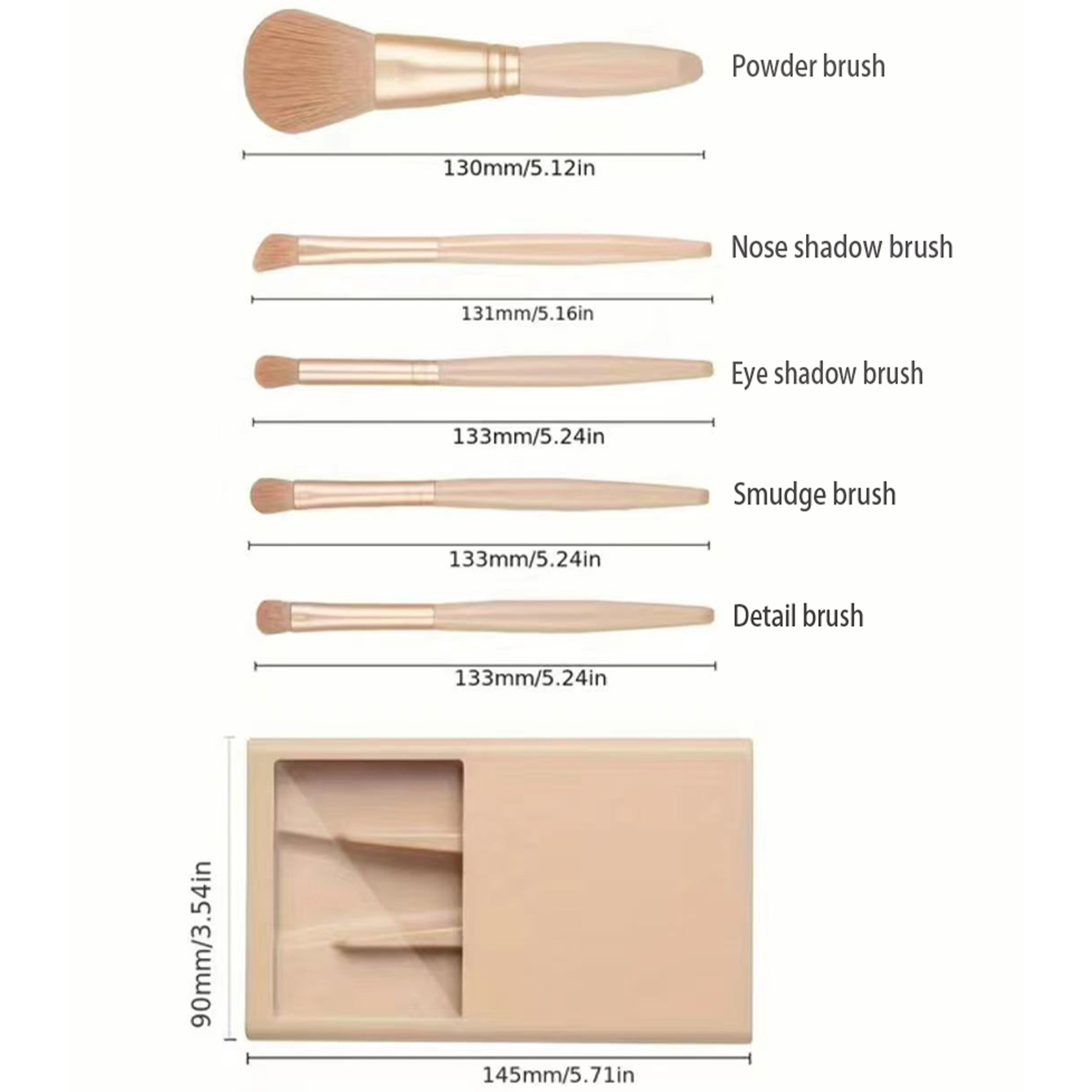5pcs Cosmetic Brush Kit With M - Beauty Makeup Kit 评论和价格